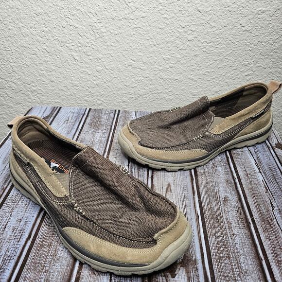 Skechers Men's superior Milford slip on loafers sneakers in light brown size 9.5 - Picture 1 of 7